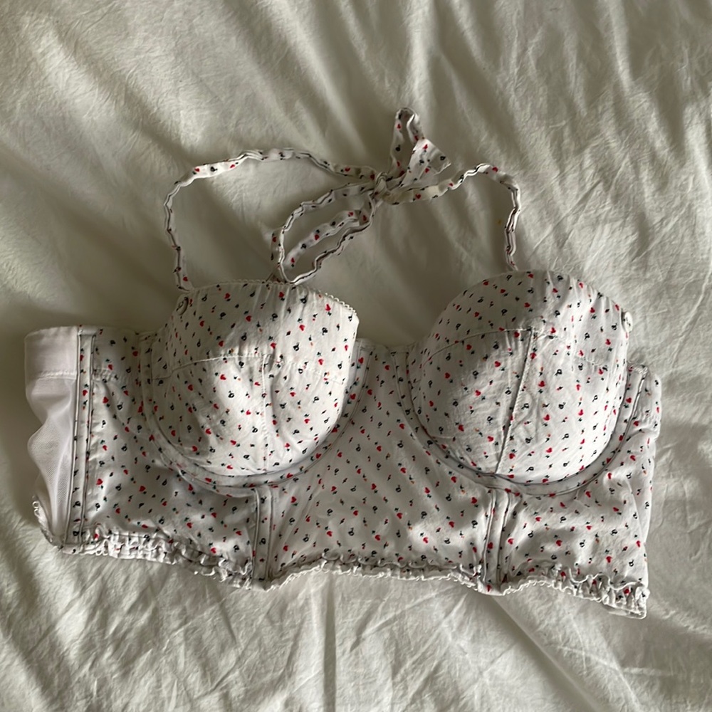 Vintage bustier with sweet floral fabric.